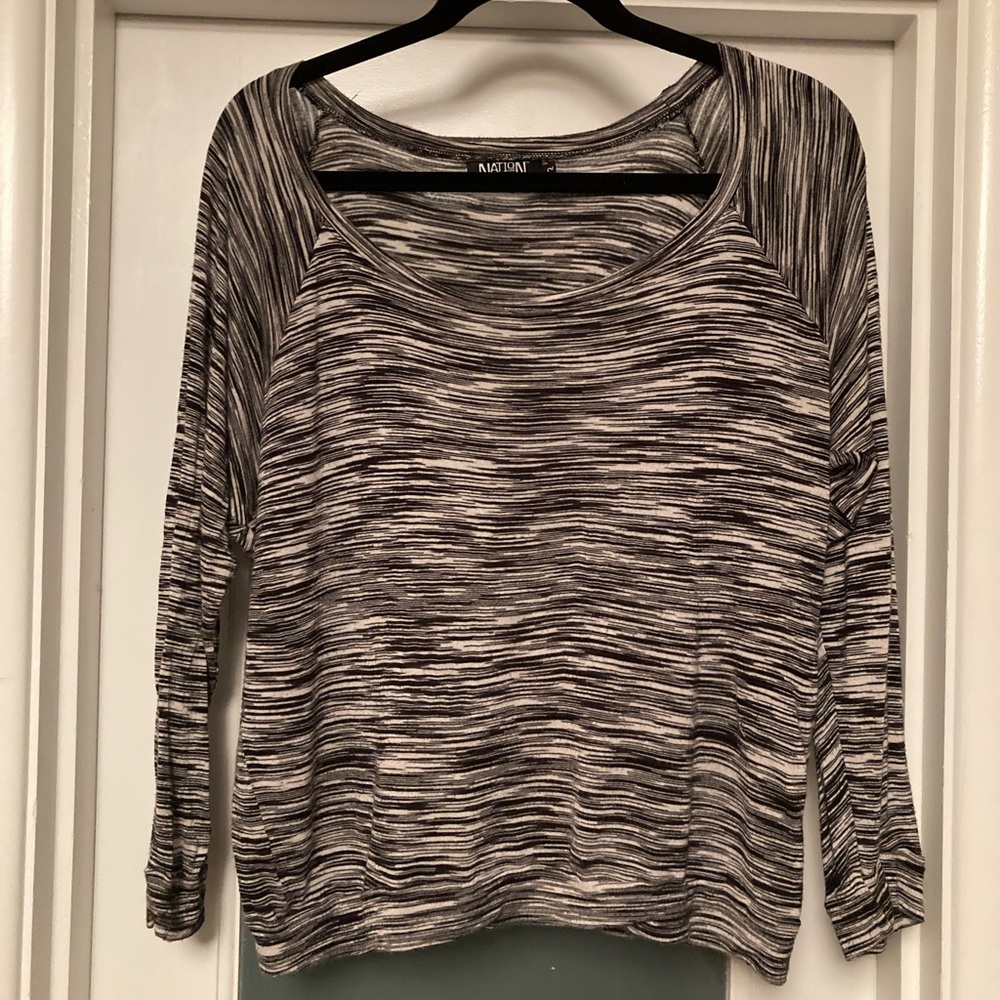 Black and White 3/4 sleeve Nation top.